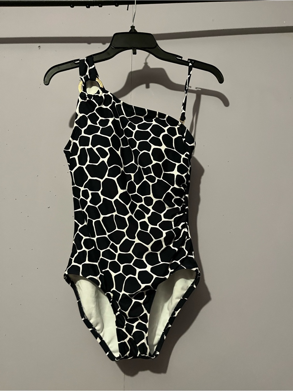 MK Giraffe-Print One-Shoulder Swimsuit
